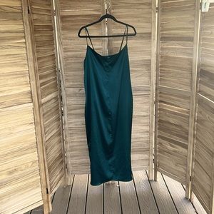 (xl) AFRM Deep Green Maxi Slip Dress, formal spaghetti straps